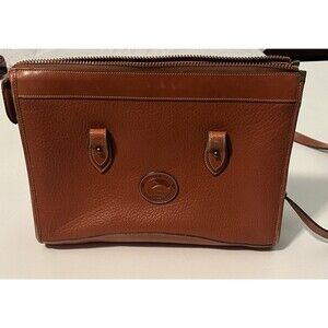 Dooney & Bourke All Weather Pebble Leather Satchel Bag Purse Brown Vintage 80's